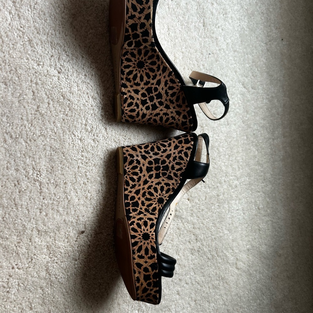 Nine West black and cork junebugo platform wedge heel